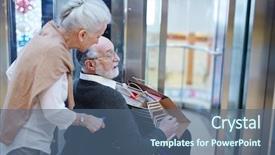  Presentation with senior care - Presentation theme with care of her disabled husband background and a ocean colored foreground