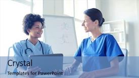  Presentation with technology health - Slides consisting of care people technology and medicine background and a  colored foreground