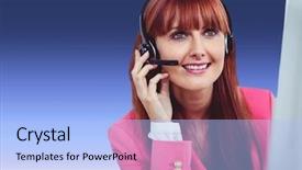  Presentation with customer service - Beautiful slides featuring care service woman with purple backdrop and a  colored foreground