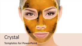  Presentation with luxury gold - PPT layouts consisting of care therapy with real golden background and a  colored foreground