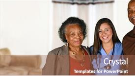  Presentation with care elderly - Colorful PPT theme enhanced with care worker helping an elderly backdrop and a tawny brown colored foreground