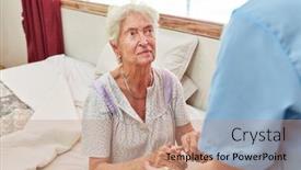  Presentation with hospice - PPT theme with care-worker-or-nurse-holds background and a coral colored foreground