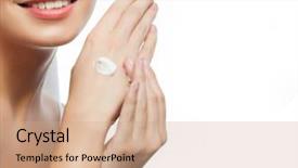  Presentation with cream - Cool new presentation theme with hands care young woman applying backdrop and a coral colored foreground