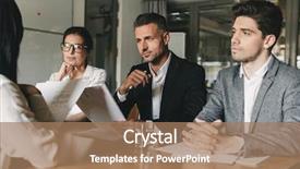  Presentation with meeting table - PPT theme having career and placement concept - committee background and a coral colored foreground