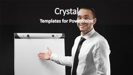  Presentation with flip chart - Colorful presentation theme enhanced with career business promotion white board - young businessman standing near flip backdrop and a dark gray colored foreground