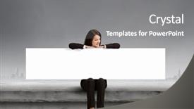  Presentation with building - Slides having career business promotion white board - young woman sitting on top background and a  colored foreground
