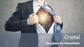  Presentation with acting - Cool new PPT theme with career change - close up of businessman acting backdrop and a  colored foreground