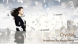  Presentation with change - Slides enhanced with career change - young businesswoman with closed eyes background and a sky blue colored foreground