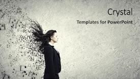  Presentation with change - Presentation design with career change - young businesswoman with closed eyes background and a light gray colored foreground