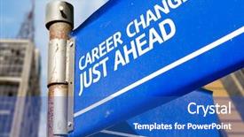  Presentation with change a flat car tire - PPT layouts consisting of career change just ahead blue background and a teal colored foreground