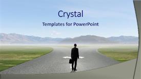  Presentation with crossroads - Slides having career choices - back view of businessman standing background and a light blue colored foreground