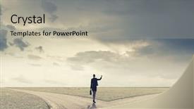  Presentation with crossroads - Cool new PPT layouts with career choices - back view of businesswoman standing backdrop and a light gray colored foreground