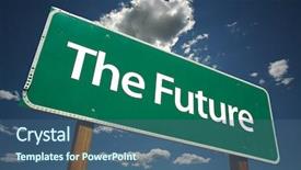  Presentation with future - Presentation design having career choices - future road sign with dramatic background and a ocean colored foreground