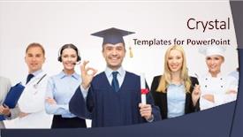  Presentation with diploma - Presentation featuring career choices - people profession education gesture background and a lemonade colored foreground