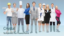  Presentation with sales forecast people behind success - Slide deck consisting of career choices - people profession qualification employment background and a light blue colored foreground