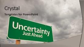  Presentation with uncertainty - Presentation theme featuring career choices - uncertainty just ahead green road background and a light gray colored foreground