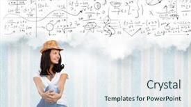  Presentation with old lady cartoon - Slide deck with career choices - young pretty lady in casual background and a sky blue colored foreground