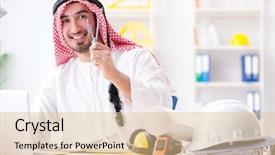  Presentation with cooperative cooperation at new project - Beautiful PPT layouts featuring career compass - arab engineer working on new backdrop and a  colored foreground