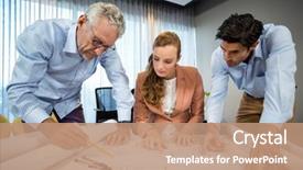  Presentation with discussing parents - Slides with career compass - businesswoman and coworkers discussing blueprint background and a  colored foreground