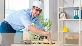  Presentation with project - Colorful PPT layouts enhanced with career compass - construction engineer working on new backdrop and a soft green colored foreground