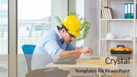  Presentation with project - Amazing slides having career compass - construction engineer working on new backdrop and a coral colored foreground