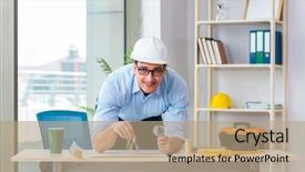  Presentation with foundation engineering construction - Beautiful PPT theme featuring career compass - construction engineer working on new backdrop and a coral colored foreground