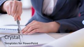  Presentation with project - PPT theme with career compass - woman architect working background and a  colored foreground