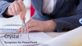  Presentation with job task or project - PPT theme with career compass - woman architect working background and a  colored foreground