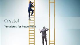  Presentation with business competition - Cool new presentation design with career-competition-in-business-environment backdrop and a sky blue colored foreground