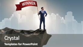  Presentation with excellence - Slides featuring career excellence - businessman in winner business concept background and a dark gray colored foreground