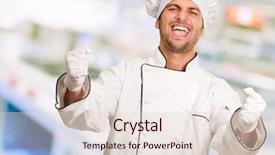  Presentation with chef - PPT theme consisting of career excellence - portrait of happy male chef background and a  colored foreground
