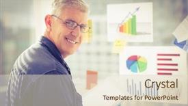  Presentation with digital lines swirls - Colorful presentation design enhanced with career flow chart - back turned businessman holding backdrop and a  colored foreground