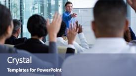  Presentation with group of students raising hands - Theme enhanced with career flow chart - colleagues raising their hands background and a  colored foreground