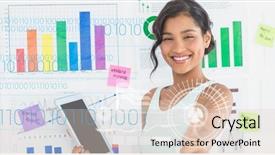  Presentation with digital - Cool new theme with career flow chart - digital composite of happy businesswoman backdrop and a lemonade colored foreground