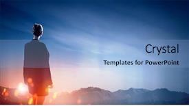  Presentation with far away - PPT layouts enhanced with career goals - back view of businesswoman background and a light blue colored foreground
