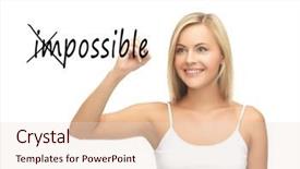  Presentation with writing - Presentation design enhanced with student dream - smiling woman writing the word background and a lemonade colored foreground