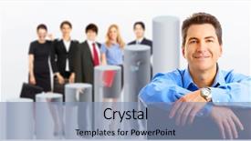  Presentation with business growth - Presentation design consisting of career growth - business people team and graph background and a light blue colored foreground
