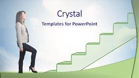  Presentation with stepping - Audience pleasing presentation consisting of career growth - business person stepping up backdrop and a sky blue colored foreground