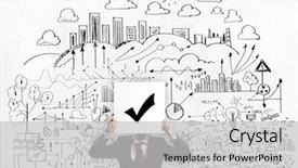  Presentation with career growth - Colorful PPT theme enhanced with career growth - businessman hiding his face backdrop and a light gray colored foreground