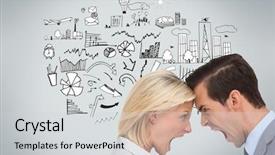  Presentation with head - Amazing presentation having career growth - composite image of colleagues quarreling backdrop and a light gray colored foreground