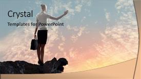  Presentation with hill - Beautiful PPT layouts featuring career growth - image of businesswoman standing backdrop and a light gray colored foreground
