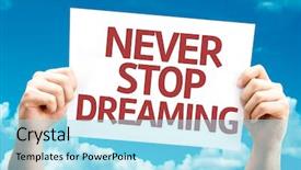  Presentation with stop - Cool new PPT theme with career growth - never stop dreaming card backdrop and a arctic colored foreground