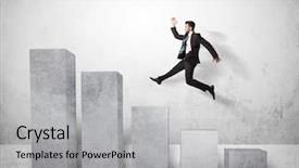  Presentation with successful - Presentation theme featuring career growth - successful business man jumping background and a light gray colored foreground