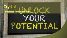  Presentation with unlock - Presentation theme featuring career growth - unlock your potential written background and a tawny brown colored foreground