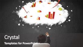  Presentation with office chair - Slide set consisting of career growth - young businessman sitting background and a  colored foreground