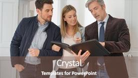  Presentation with real estate - Colorful slides enhanced with career guidace - couple with real-estate agent visiting backdrop and a  colored foreground