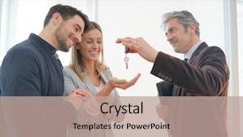  Presentation with free aging at home - Audience pleasing theme consisting of career guidance - estate agent handing over keys backdrop and a coral colored foreground