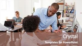  Presentation with role play woman and man - Slides with career guidance - man and woman working together background and a violet colored foreground