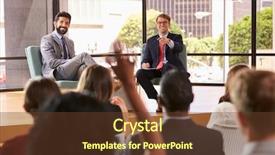  Presentation with speakers - Amazing presentation theme having career guidance - speakers at a business seminar backdrop and a tawny brown colored foreground