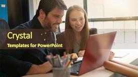  Presentation with work - Theme having career guidance - work colleagues going over presentation background and a tawny brown colored foreground